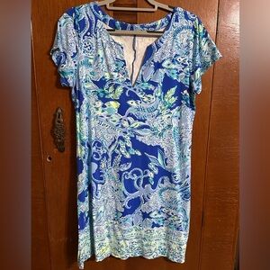 Mermaid and Octopus Print Jersey Dress